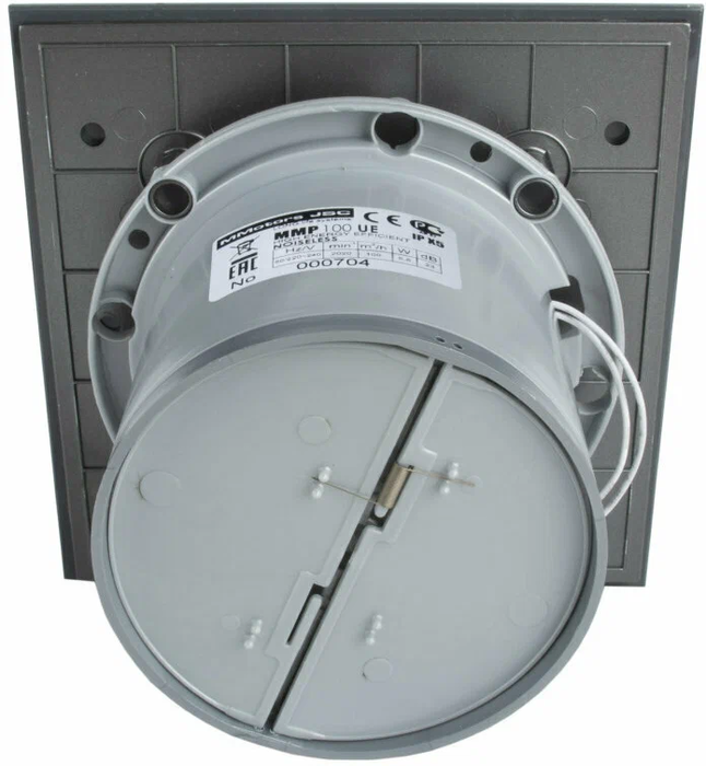 Mmotors ММ-Р 06 UE стекло квадрат 100 м3/ч 5,5 Вт обратный клапан/темно серый вытяжка для ванной диаметр 100 мм