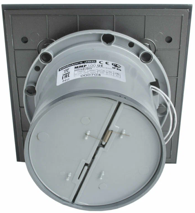 Mmotors ММ-Р 06 UE стекло квадрат 100 м3/ч 5,5 Вт обратный клапан/темно серый с каплями вытяжка для ванной диаметр 100 мм