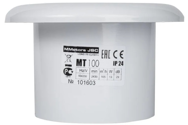 Mmotors MT 100 вытяжка для ванной диаметр 100 мм