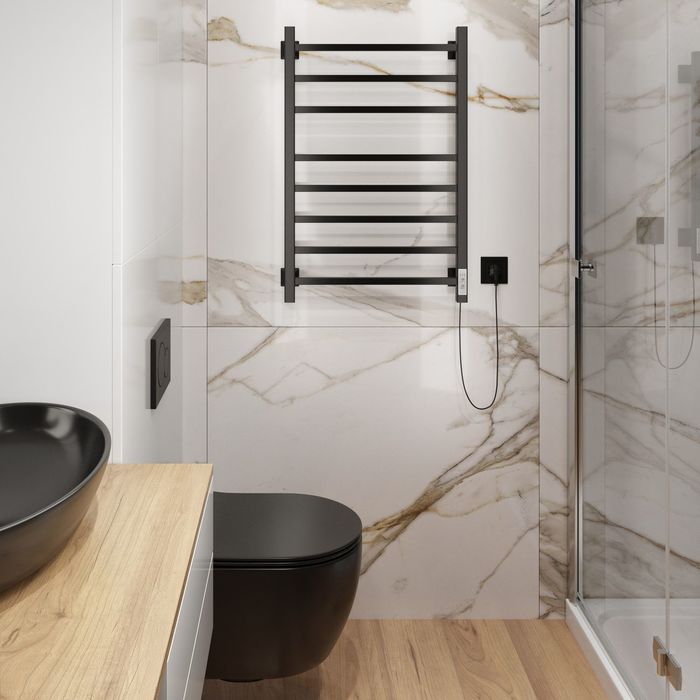 Ника STEP-2 60/40 RAL9005 черный матовый правый тэн электрический полотенцесушитель лесенка