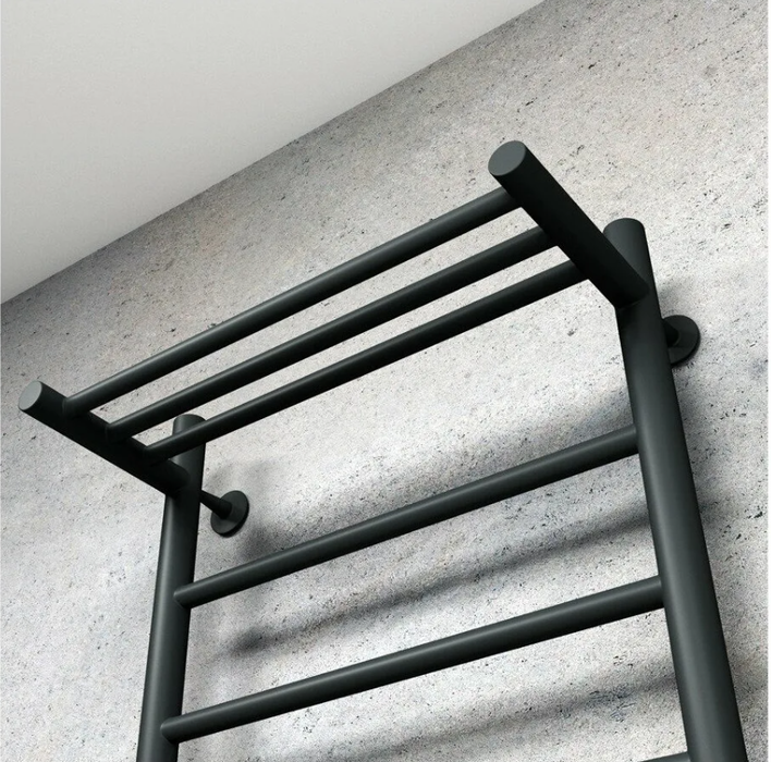 Ника WAY-2 60/40 с полкой RAL9005 черный матовый левый тэн электрический полотенцесушитель лесенка