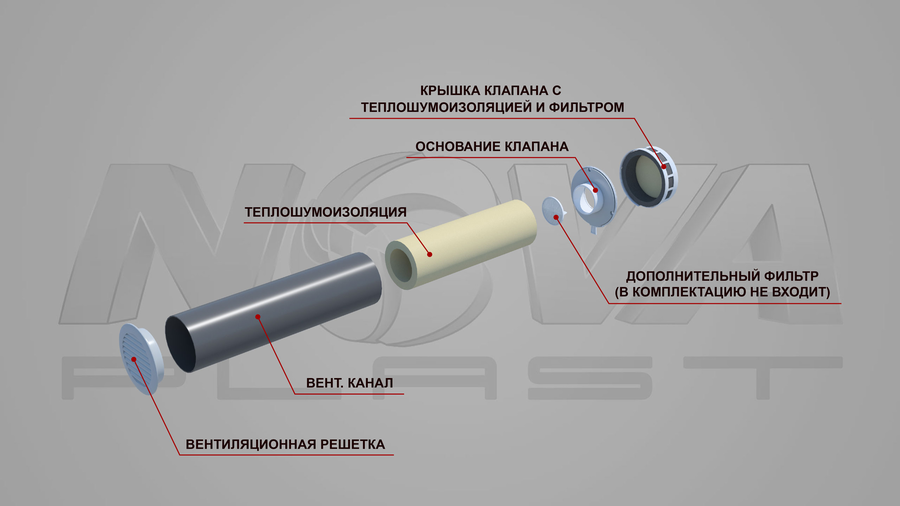 NOVAplast КИВ-125-500 с оголовком NovaProf проветриватель
