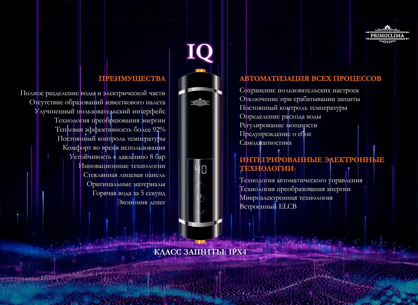 Primoclima IQ 5,5 кВт черный электрический проточный водонагреватель 5 кВт