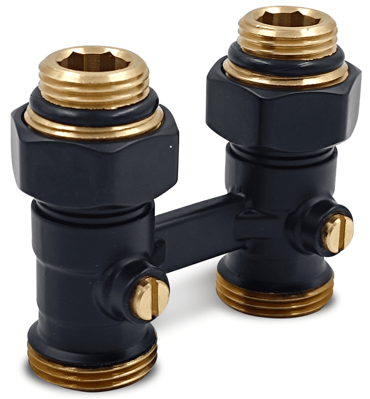 Primoclima Н-образный прямой 3/4"х1/2" Черный матовый узел нижнего подключения