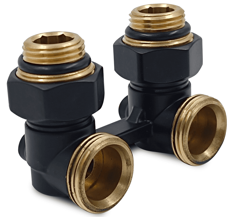 Primoclima Н-образный угловой 3/4"х1/2" Черный матовый узел нижнего подключения