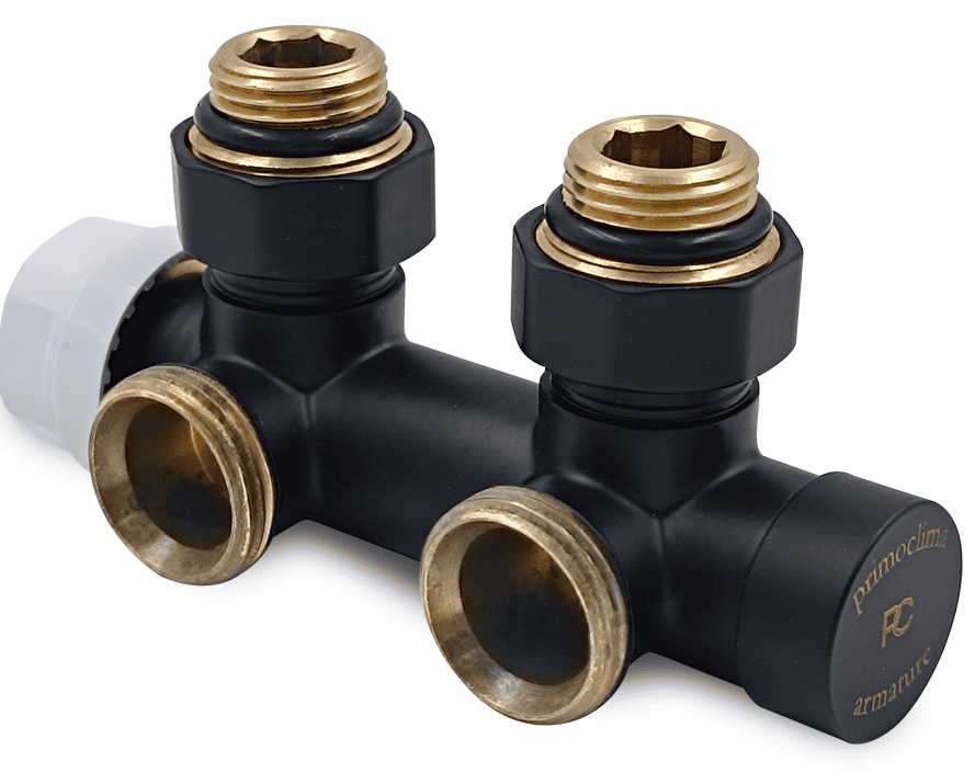 Primoclima Thermolink угловой 1/2"х3/4" Черный матовый, правый узел нижнего подключения