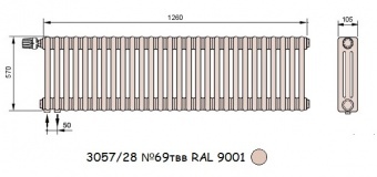 Arbonia 3057/28 N69 твв RAL 9001 радиатор отопления