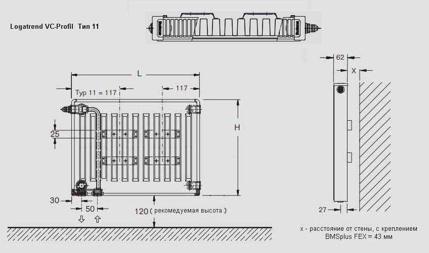 Buderus Радиатор VK-Profil 11/600/800, re (36) (C) стальной панельный радиатор Тип 11
