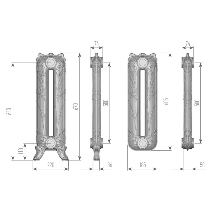Exemet Pond 670/500 1 секция чугунный радиатор