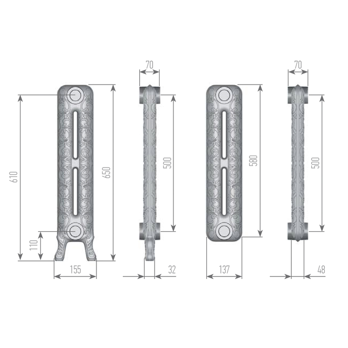 Exemet Venera 660/500 1 секция чугунный радиатор