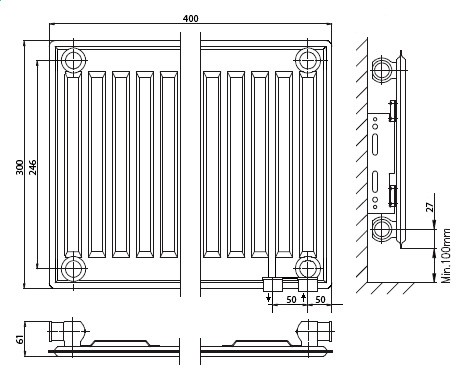 Kermi FTV(FKV) 10 400x2600 стальной панельный радиатор Тип 10