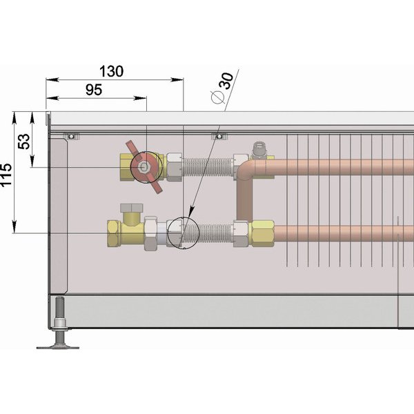 Minib COIL-PMW205 1000 внутрипольный конвектор