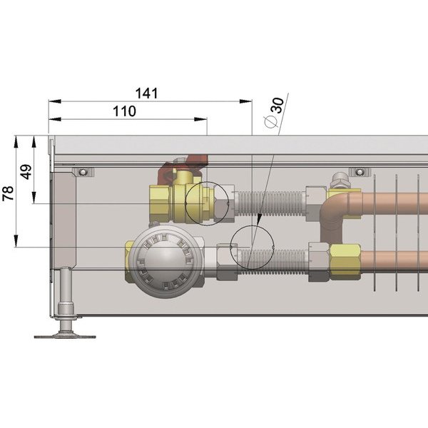 Minib COIL-PT/4 900 внутрипольный конвектор