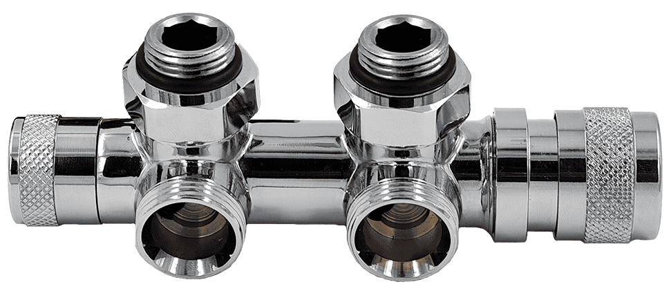Primoclima Lunar угловой 1/2"х3/4"Е Хром, левый узел нижнего подключения