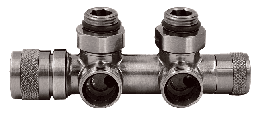 Primoclima Lunar угловой 1/2"х3/4"Е Никель матовый, правый узел нижнего подключения