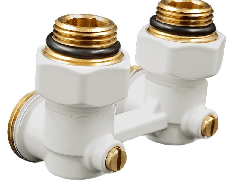 Primoclima Н-образный угловой 3/4"х1/2" Белый узел нижнего подключения