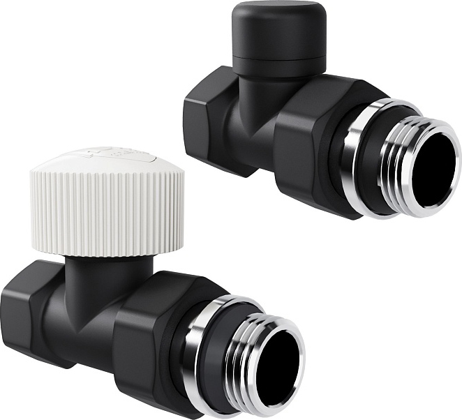 Royal Thermo Design 1/2" М30х1,5 (черный), прямой раздельный узел нижнего подключения