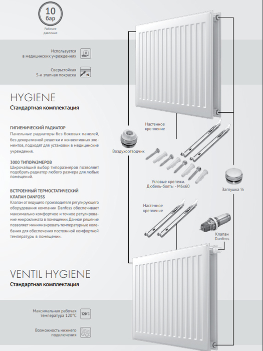Royal Thermo HYGIENE 20-300-1200 стальной панельный радиатор Тип 20