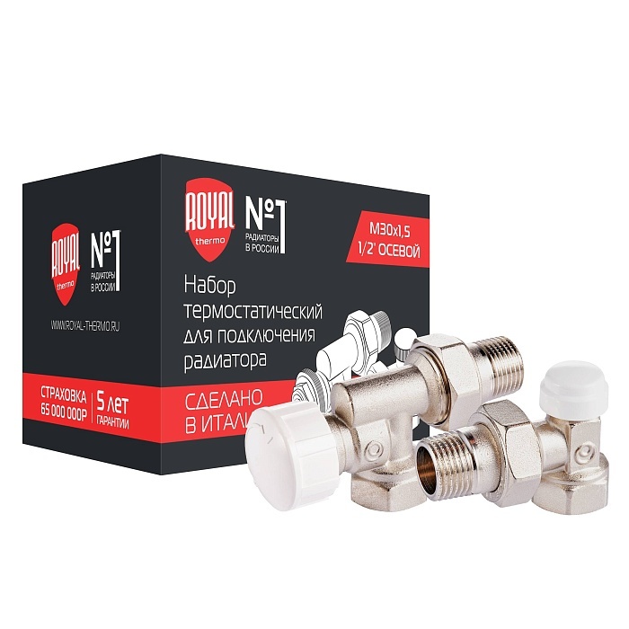 Royal Thermo осевой М30х1,5 1/2" (никель) набор термостатический
