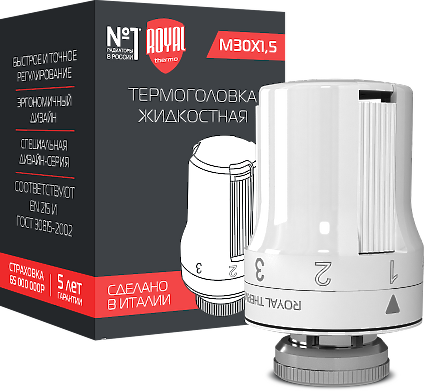 Royal Thermo термоголовка М30х1,5 (белая) термоголовка жидкостная