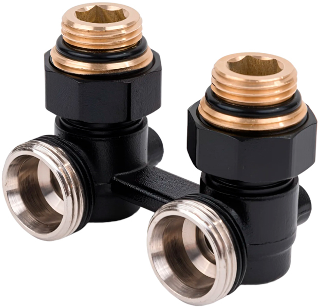 Royal Thermo угловой 1/2"х3/4" EK (черный) узлы нижнего подключения