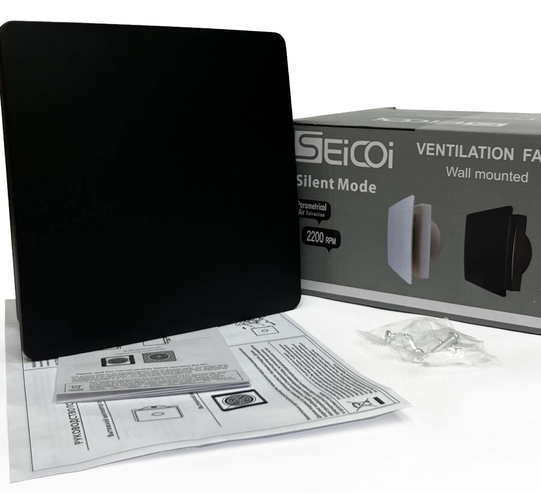 Seicoi Smart Floxy Design 100 Matt Black вытяжка для ванной диаметр 100 мм