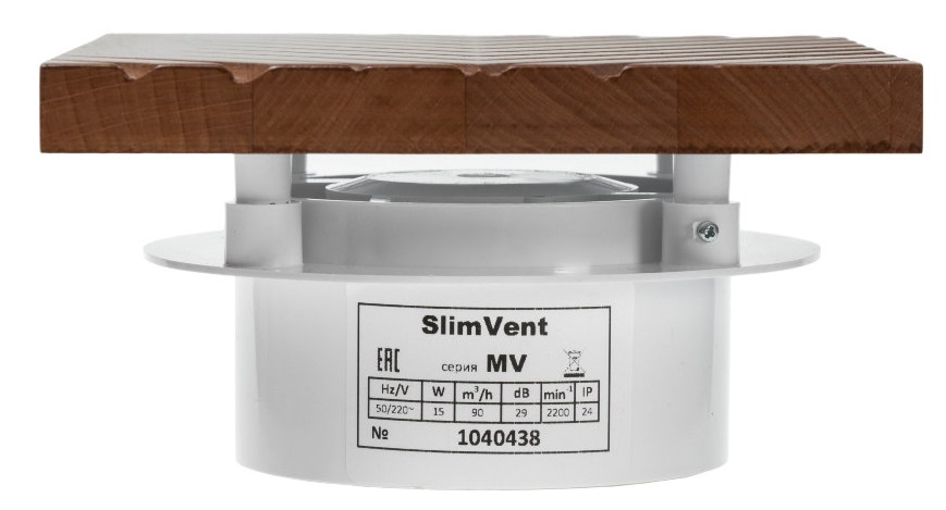 SlimVent МV 100, натуральное дерево, 19 видов вытяжка для ванной диаметр 100 мм