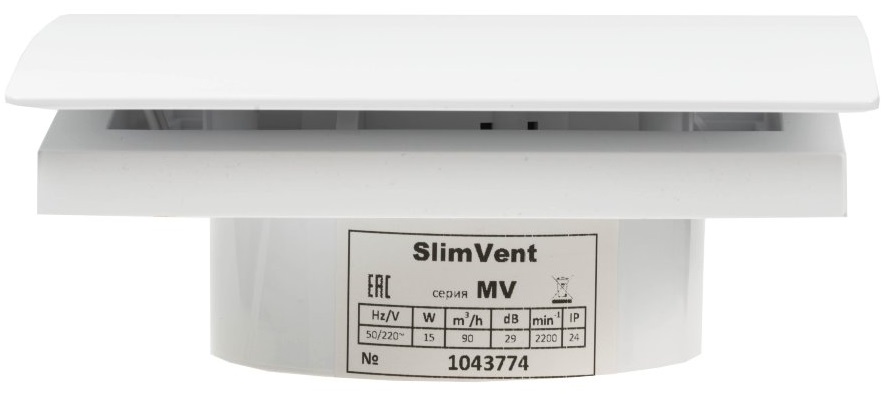 SlimVent МV 100, пластик овал белый вытяжка для ванной диаметр 100 мм