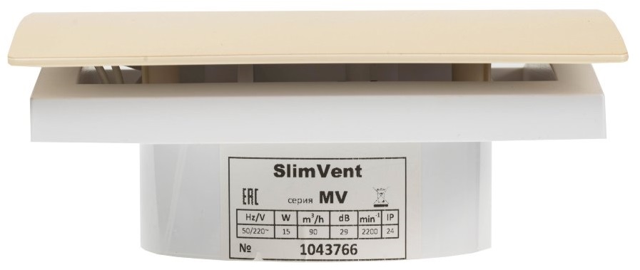 SlimVent МV 100, пластик овал бежевый матовый вытяжка для ванной диаметр 100 мм