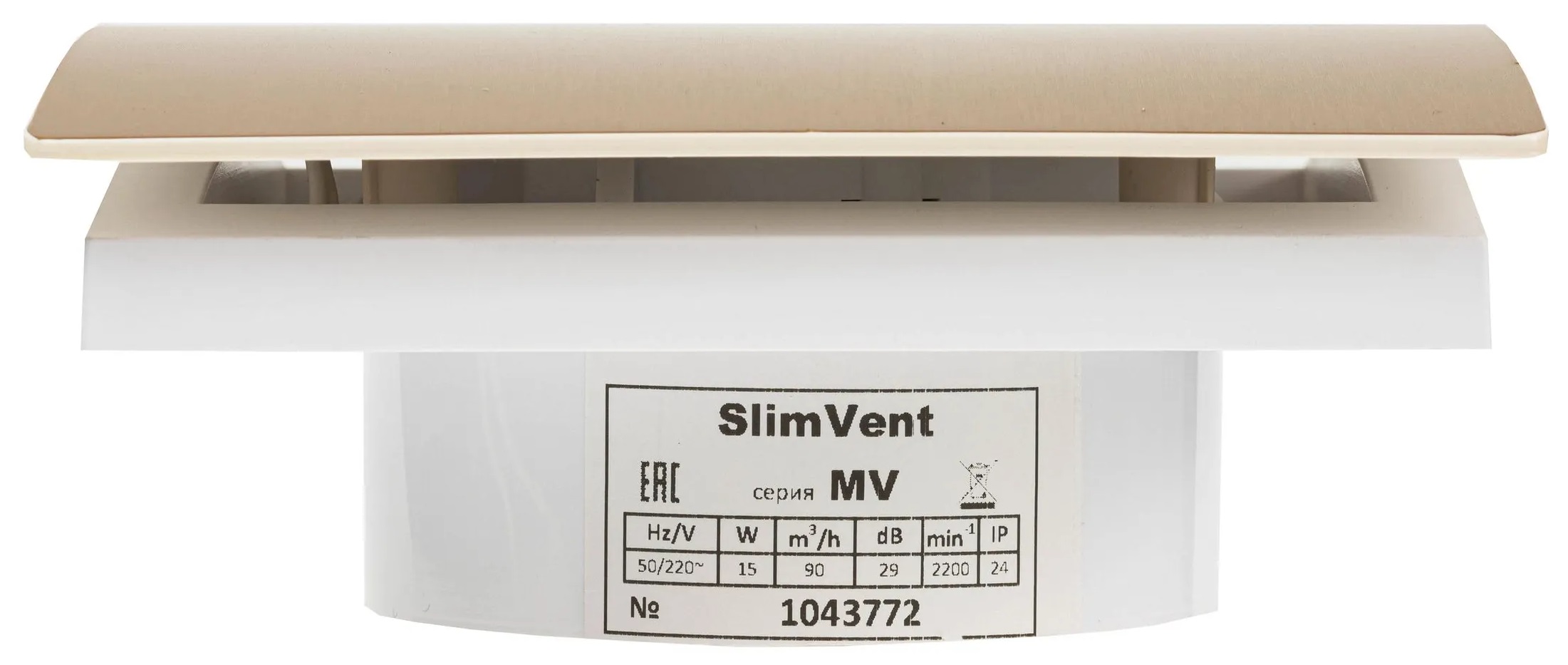 SlimVent МV 100, пластик овал шлифованное золото вытяжка для ванной диаметр 100 мм