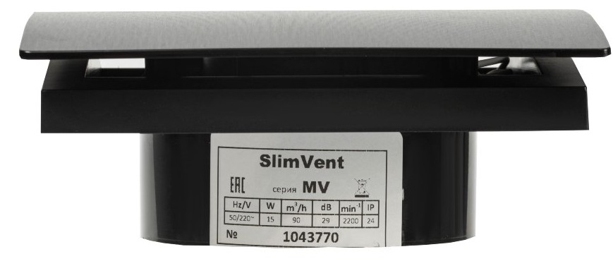 SlimVent МV 100, пластик овал шлифованный черный вытяжка для ванной диаметр 100 мм