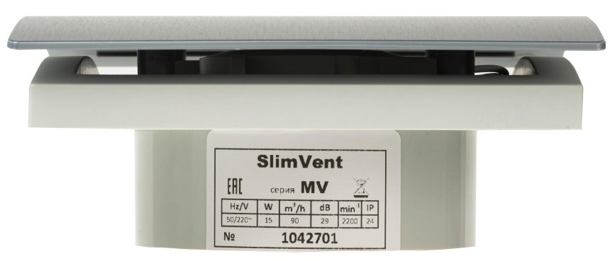 SlimVent МV 100, пластик овал шлифованный графит вытяжка для ванной диаметр 100 мм