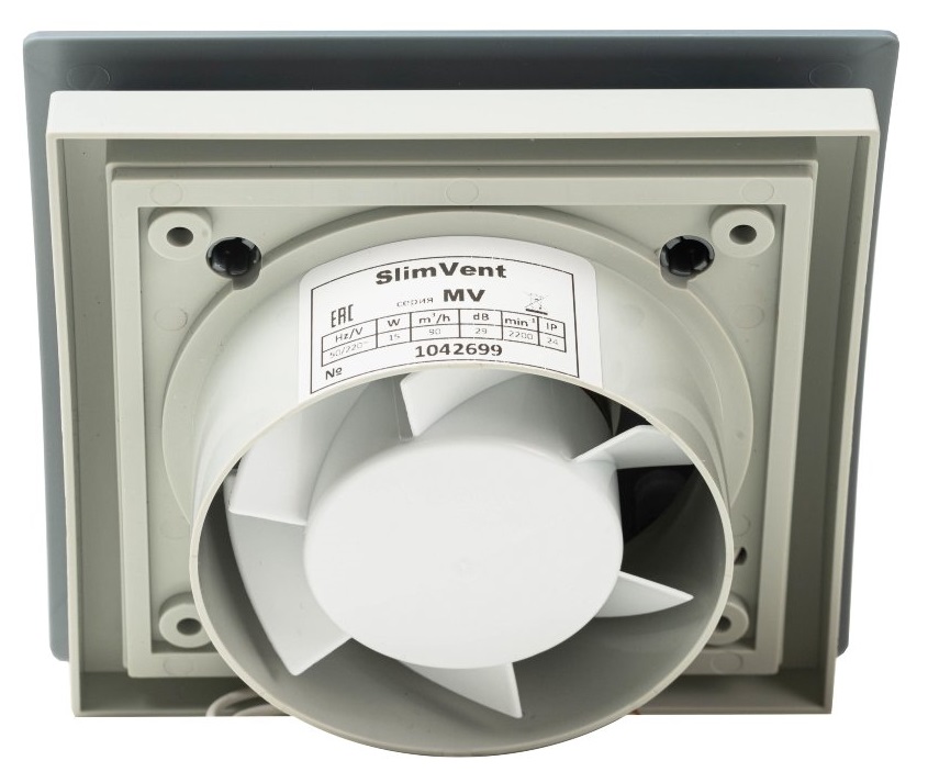 SlimVent МV 100, пластик овал шлифованный серый вытяжка для ванной диаметр 100 мм