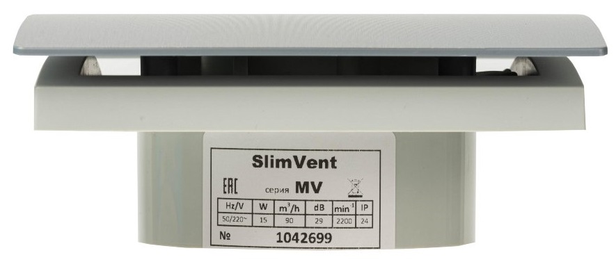 SlimVent МV 100, пластик овал шлифованный серый вытяжка для ванной диаметр 100 мм