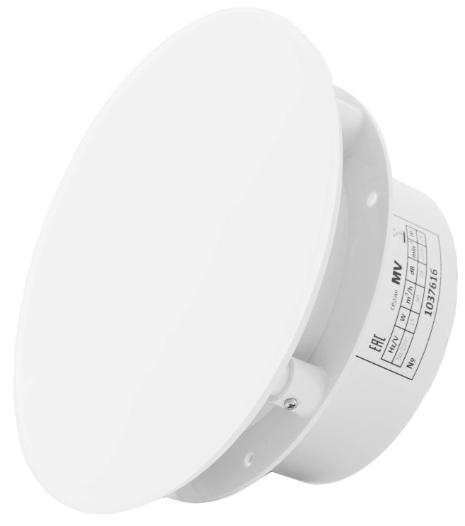 SlimVent МV 100, стекло круг белый глянцевый вытяжка для ванной диаметр 100 мм