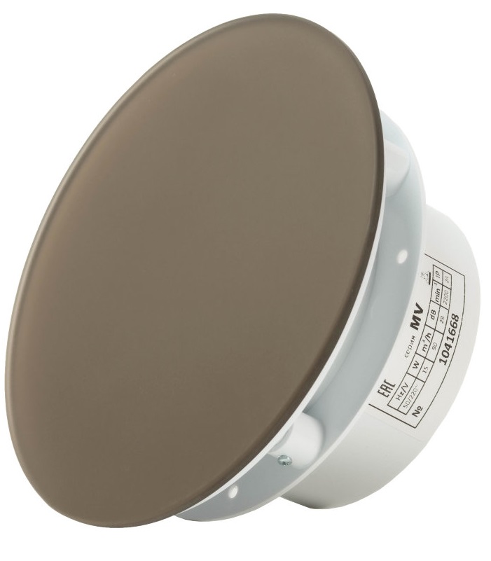 SlimVent МV 100, стекло круг бронзовый матовый вытяжка для ванной диаметр 100 мм
