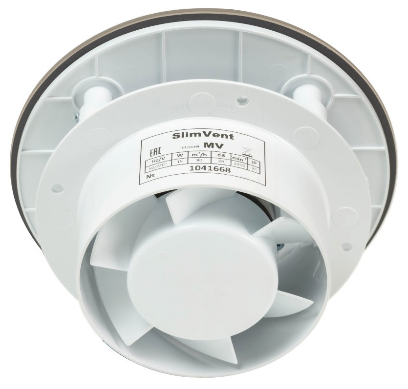 SlimVent МV 100, стекло круг бронзовый матовый вытяжка для ванной диаметр 100 мм