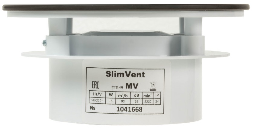 SlimVent МV 100, стекло круг бронзовый матовый вытяжка для ванной диаметр 100 мм