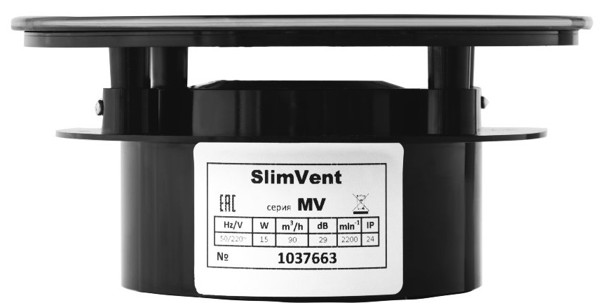 SlimVent МV 100, стекло круг черный глянцевый вытяжка для ванной диаметр 100 мм