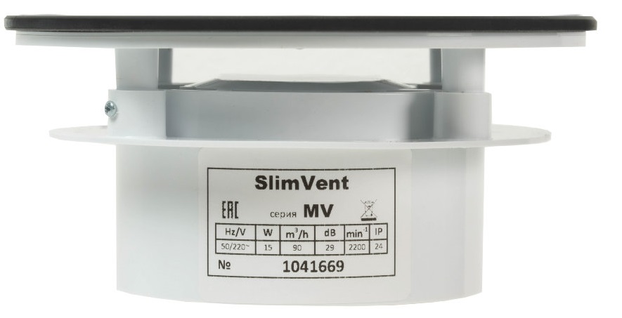 SlimVent МV 100, стекло круг серый матовый вытяжка для ванной диаметр 100 мм
