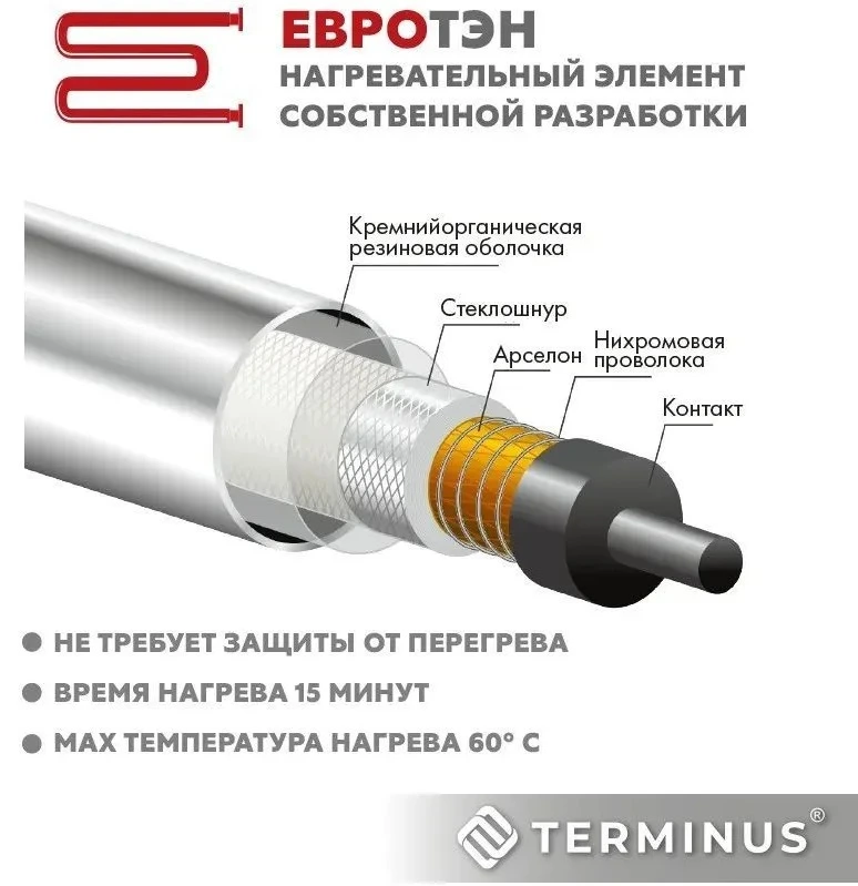 Terminus Аврора П18 500х1000 Оружейная сталь браш электрический полотенцесушитель