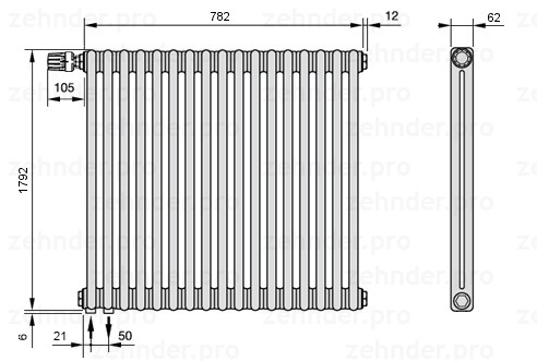 Zehnder Charleston 2180/17 TL радиатор отопления