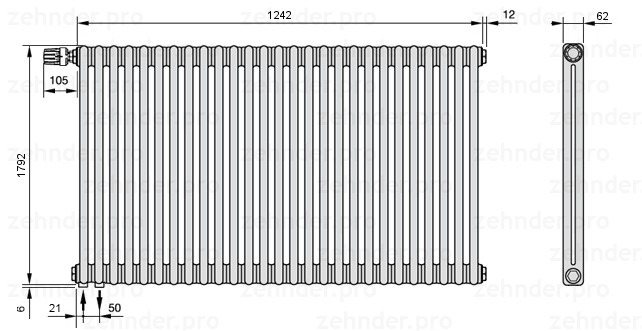 Zehnder Charleston 2180/27 TL радиатор отопления
