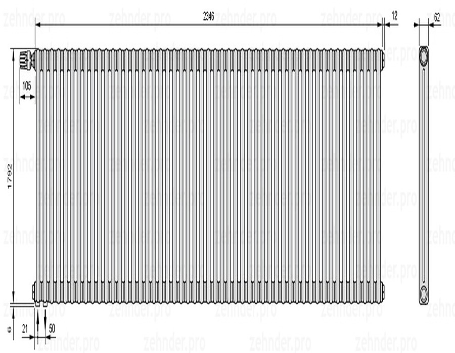 Zehnder Charleston 2180/51 TL радиатор отопления