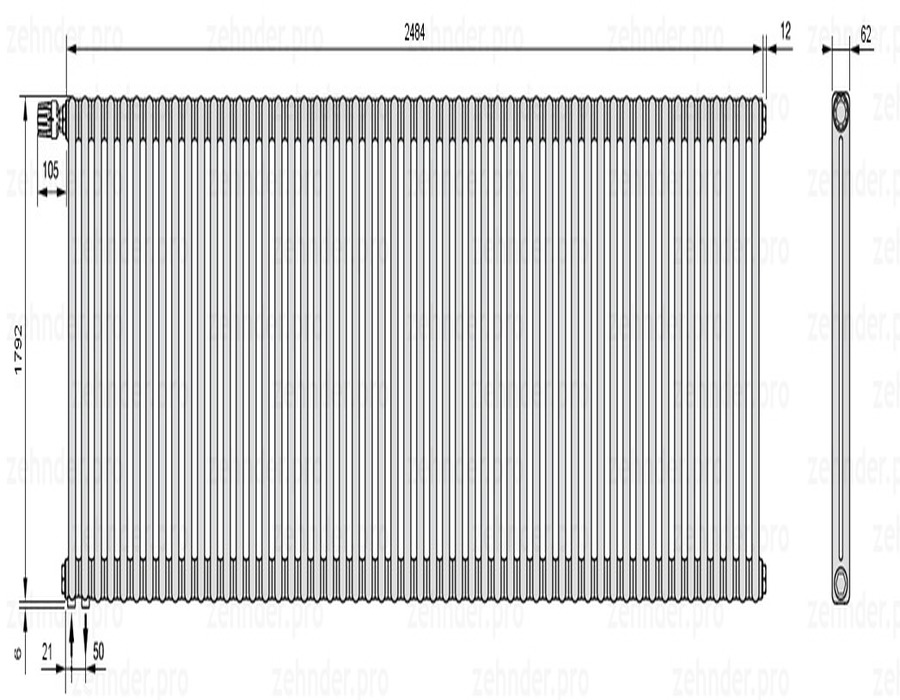 Zehnder Charleston 2180/54 TL радиатор отопления