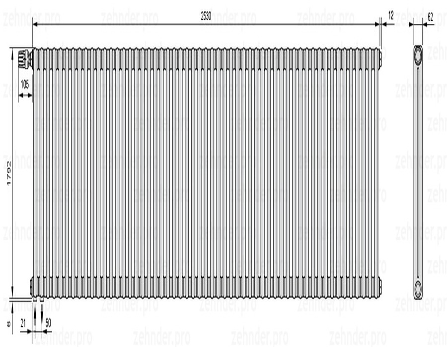 Zehnder Charleston 2180/55 TL радиатор отопления