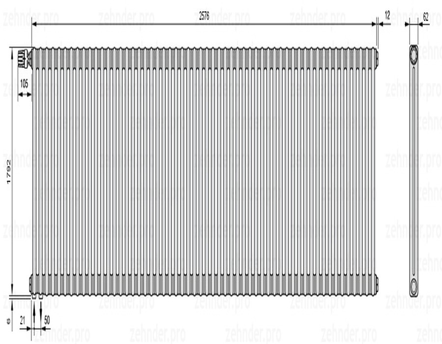 Zehnder Charleston 2180/56 TL радиатор отопления