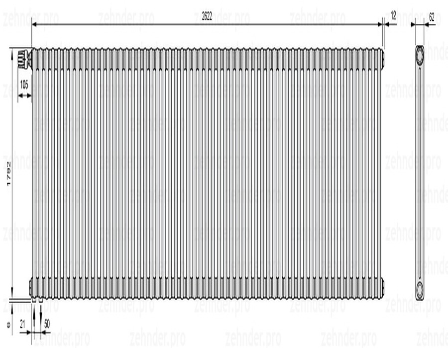 Zehnder Charleston 2180/57 TL радиатор отопления