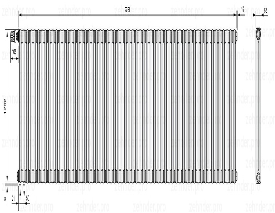 Zehnder Charleston 2180/60 TL радиатор отопления