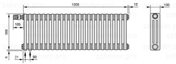 Zehnder Charleston 3057/23 TL радиатор отопления